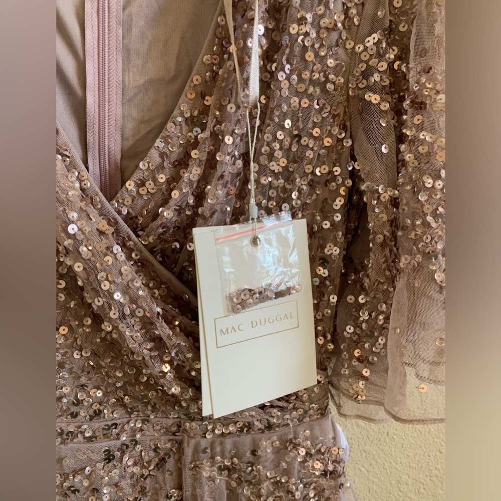 Mac Duggal SEQUINED BUTTERFLY SLEEVE HIGH LOW GOWN 93681 NWT (4)๐ด - Picture 6 of 13